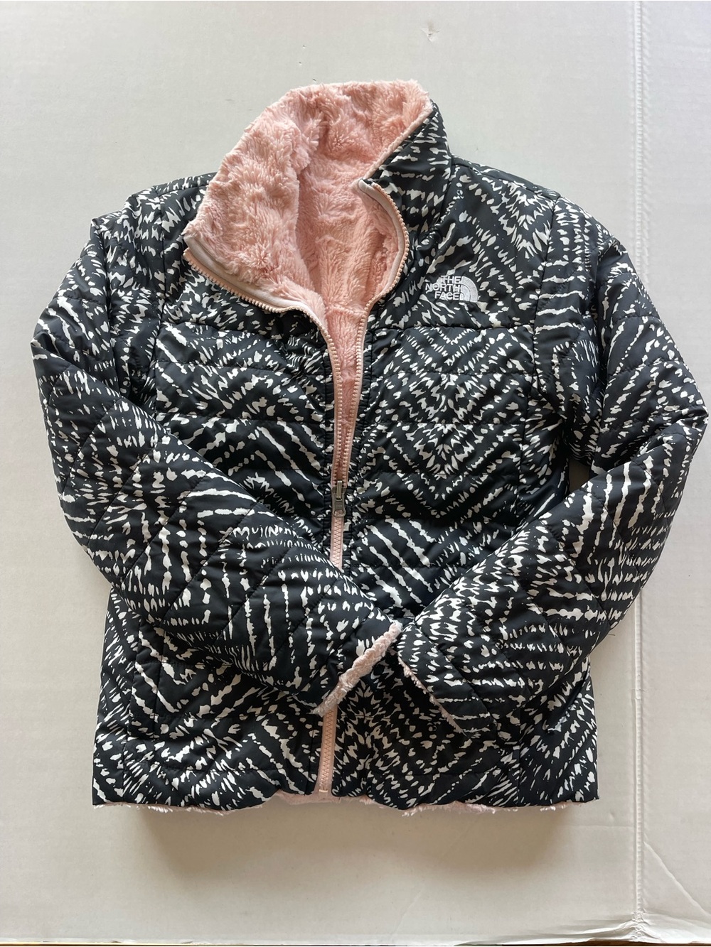 THE NORTH FACE REVERSIBLE MOSSBUD SWIRL JACKET GIRLS SZ M 10-12